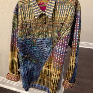 Robert Graham LIMITED EDITION Colorful Plaid Dress Shirt With Acrobats